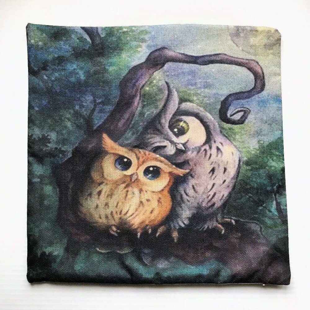 ONE owls themed accent pillow cover